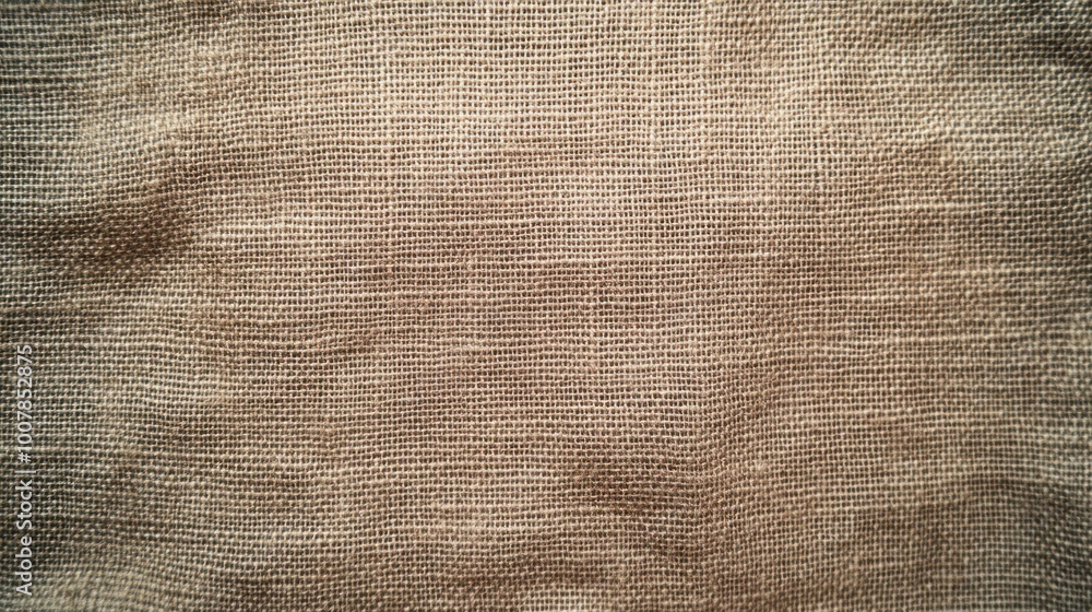 Poster a close-up view of textured fabric in neutral tones, showcasing its weave and pattern.