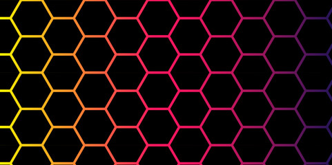 Abstract Luxurious Black Hexagonal Background. Seamless honeycomb pattern background with gradient stroke. 3D Futuristic abstract honeycomb mosaic white background. geometric mesh cell texture. 