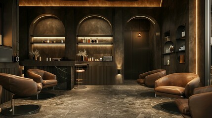 Interior Design Mockup: Elegant Salon with Armchairs and Accessory Shelf