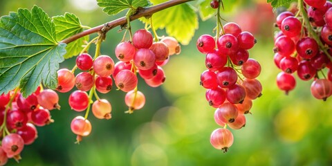 Obraz premium Branch of pink currant berries , berries, branch, pink, currant, fresh, juicy, ripe, vibrant, organic, natural, food