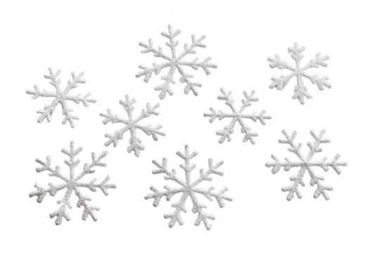 Transparent White Snowflakes on Black Background