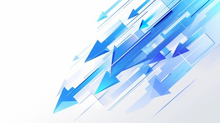abstract background with Blue arrows moving forward in a white and blue color theme symbolize progress and direction.