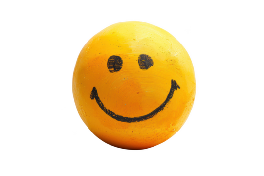 Transparent Happiness: A Yellow Egg with a Hand-Drawn Smiley Face