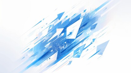 abstract background with Blue arrows moving forward in a white and blue color theme symbolize progress and direction.
