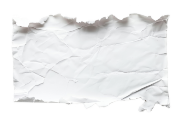 Transparent Crumpled Paper Texture - White Background with Torn Edges