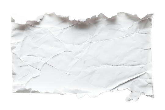 Transparent Crumpled Paper Texture - White Background with Torn Edges