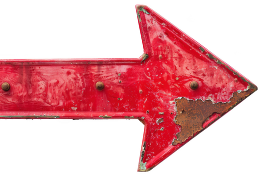 Transparent Red Arrow with Rust - Worn and Weathered