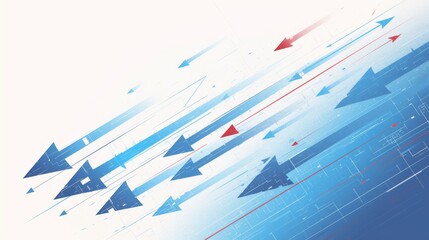 abstract background with Blue arrows moving forward in a white and blue color theme symbolize progress and direction.