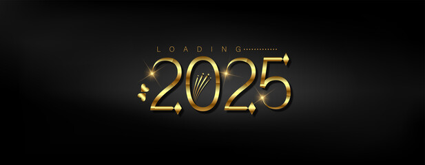 Happy New Year 2025 in elegant gold text on a sleek black background, celebrating a beautiful design for 2025