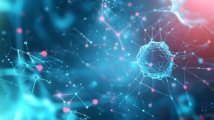 Abstract 3D Render of a Cell with a Network of Connections