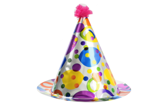 Transparent Party Hat with Polka Dots and a Pink Pom-Pom - A Celebration of Fun and Festivity