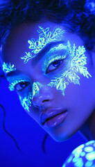 Obraz premium Apply UV-reactive face paint to the model and shoot under blacklight for an ethereal look
