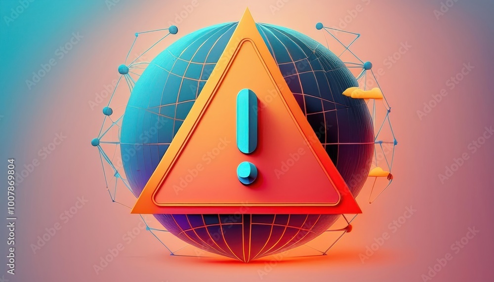 Poster global warning sign 3d rendering