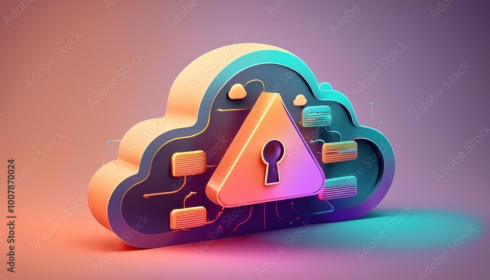 Poster cloud computing security concept with keyhole symbol