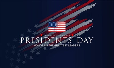  Presidents Day vector illustration with lettering Honoring The Greatest leaders. Design for poster or banner.