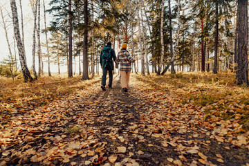 Couple walking in autumn 