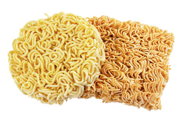 Instant noodles isolated on white background with cutting path.