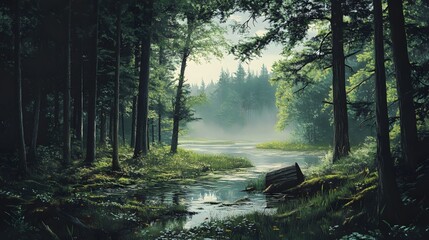 Fototapeta premium Tranquil Forest Lake