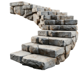 Stone staircase isolated on transparent background