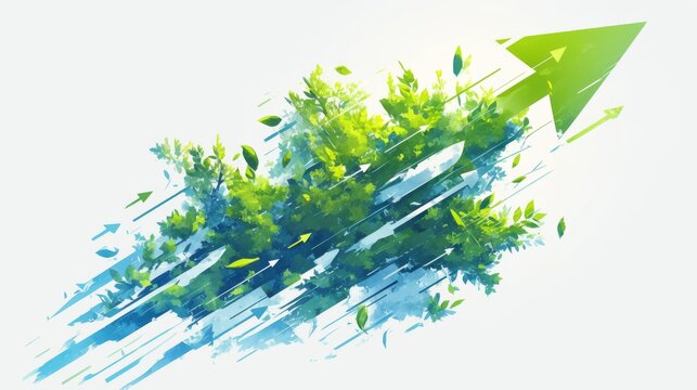 A vector illustration of green arrows moving forward, featuring a white and green color theme.
