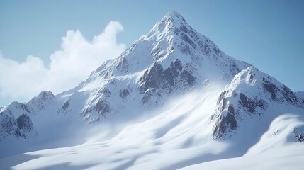 Winter Mountain with White Snow Peak 8K Realistic Lighting