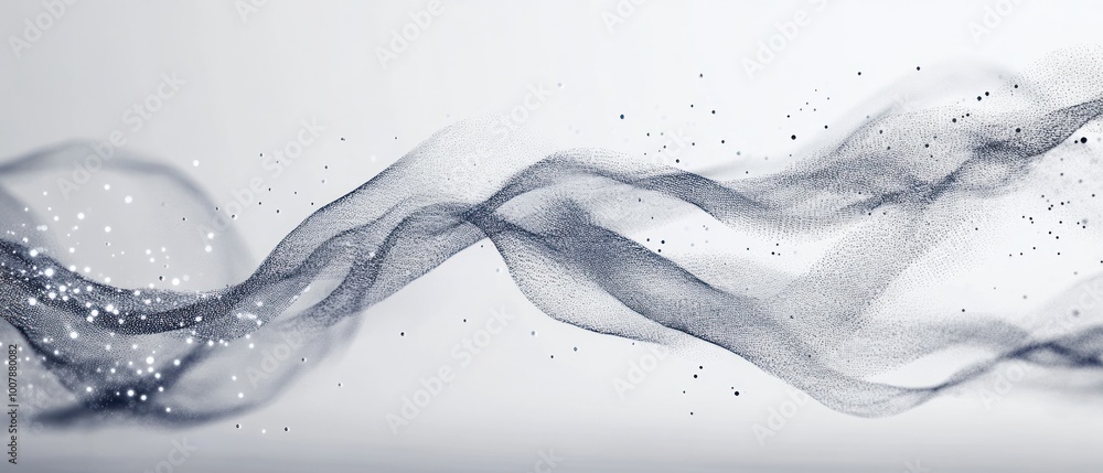 Poster abstract flowing lines with sparkles, creating a sense of movement and elegance.