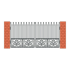 Elegant wrought iron gates with brick pillars for a residential area, providing security and aesthetic appeal.