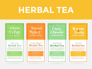 A variety of herbal tea brands showcasing unique flavours and natural ingredients in vibrant designs