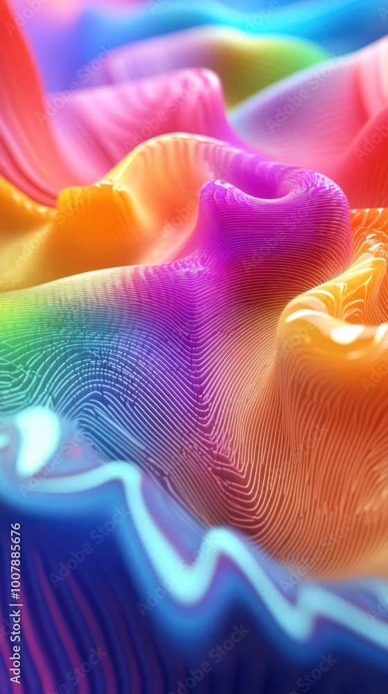 Aufkleber a vibrant, abstract 3d rendering showcasing colorful, flowing shapes and patterns.