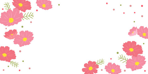 コスモスの長方形フレームイラスト素材