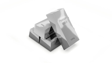 Platinum bars 1000 grams pure platinum,business investment and wealth concept.wealth of platinum,3d rendering
