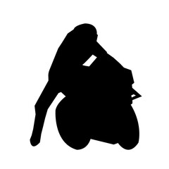 Silhouettes of motorbike racers in various different poses.