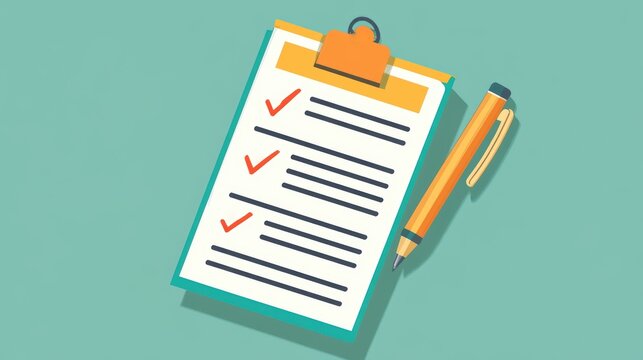 Checklist with Pen on Clipboard Illustration