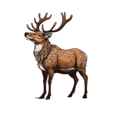 Obraz premium illustration of christmas reindeer on transparent background. cartoon style design for poster, banner, flyer, social media. ai generative design