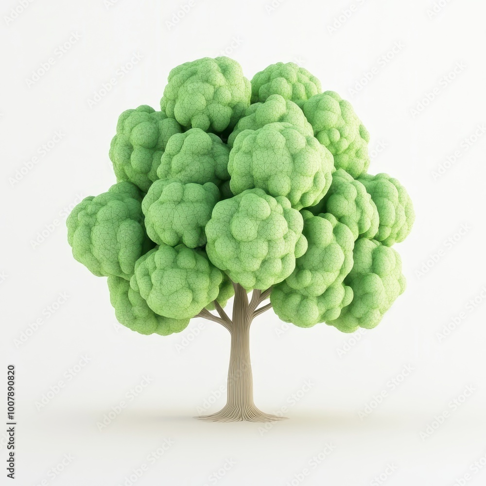 Poster a stylized green tree with rounded foliage and a simple trunk.