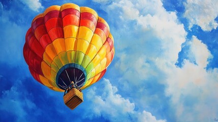 Bright and sunny skies enhance the vibrant colors of the balloon