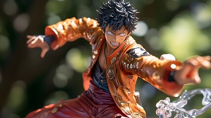 Anime figure in action pose with highly detailed facial expression and clothing
