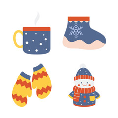 Winter Stuff Collection of Sock Doll Gloves Cup Mug Drink