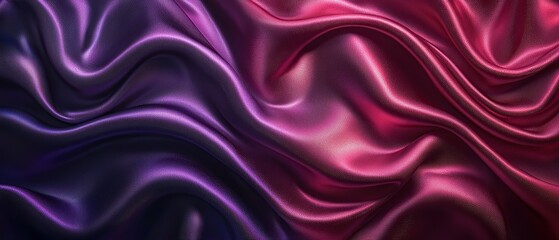 Obraz premium Abstract background of purple and pink silk fabric with smooth, flowing waves.