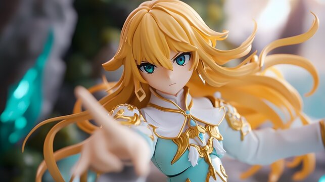 Detailed anime figure with flowing hair and flexible joints for customizable posing
