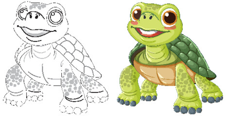 Happy Cartoon Turtle Illustration