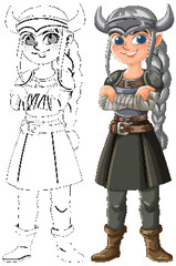 Viking Warrior Girl Illustration