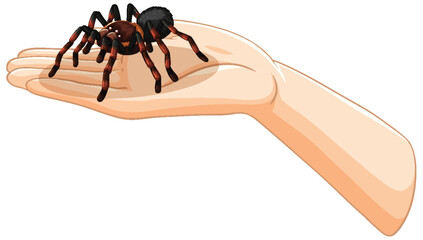 Hand Holding a Tarantula Illustration