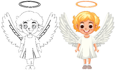 Cute Angel Kids Illustration