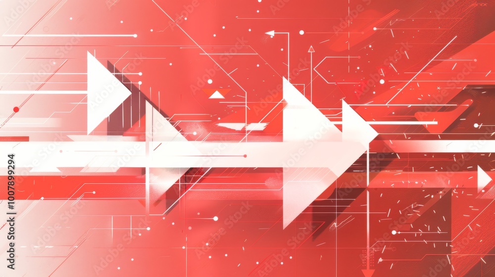 Aufkleber red arrows moving forward in a vector illustration with a white and red color theme symbolize progre