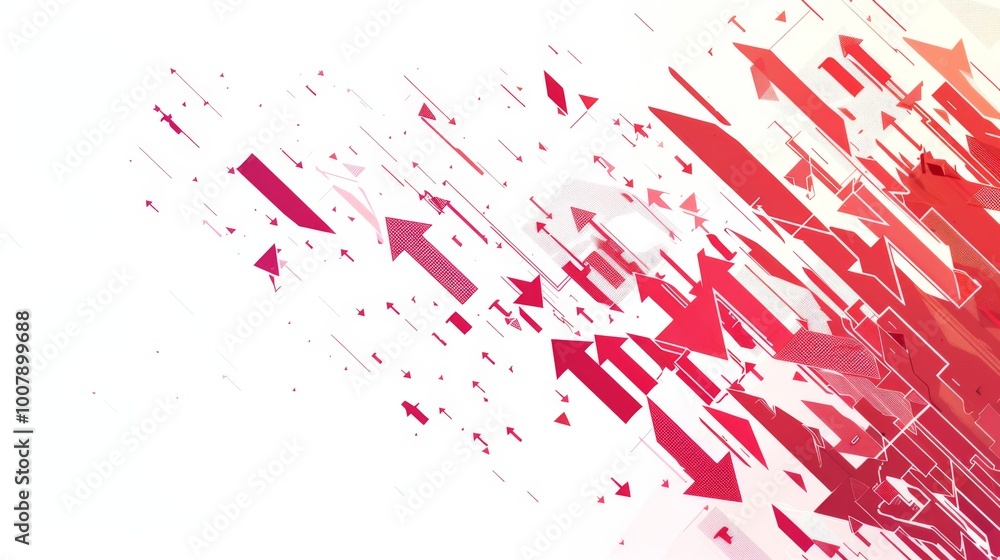 Aufkleber red arrows moving forward in a vector illustration with a white and red color theme symbolize progre