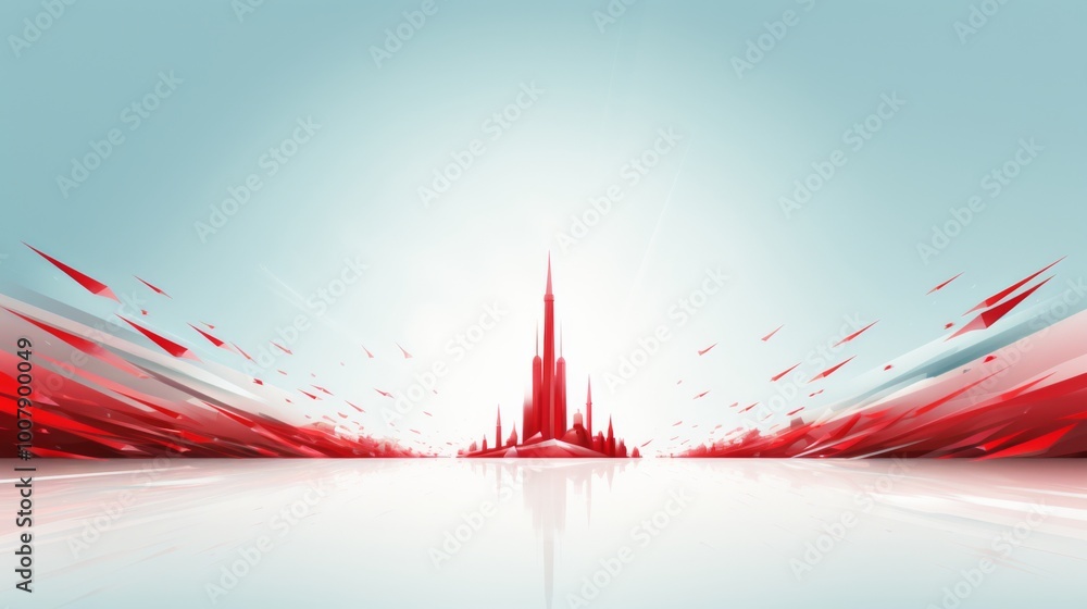 Aufkleber red arrows moving forward in a vector illustration with a white and red color theme symbolize progre