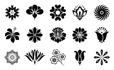 Flowers icon set. Flowers isolated on transparent background. Flowers in modern simple. Cute round flower plant nature collection. Vector illustrator