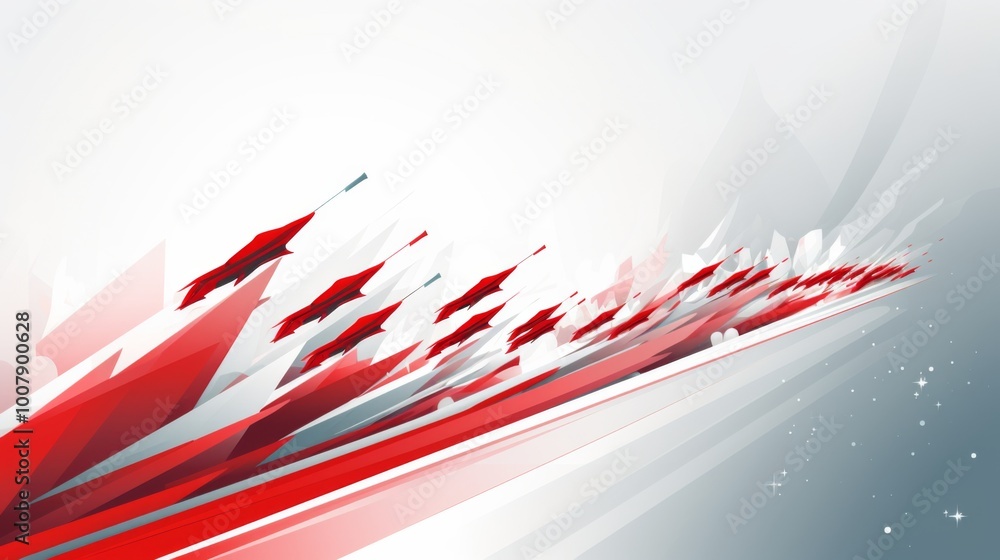 Aufkleber red arrows moving forward in a vector illustration with a white and red color theme symbolize progre