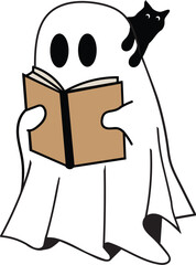 Vector Ghost Reading a Book